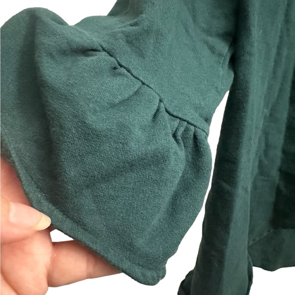 ModCloth boat neck 3/4 sleeve ruffle bow back top blouse Hinter Green Small - Picture 6 of 12
